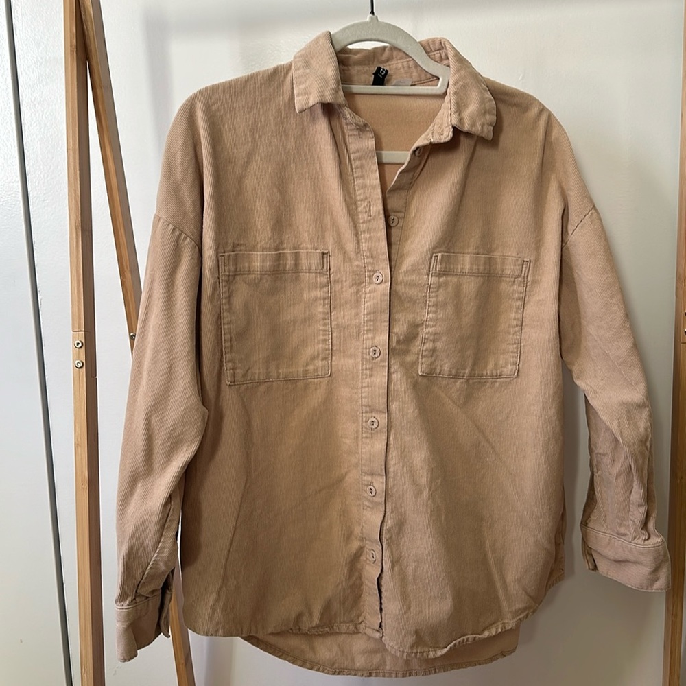 Tan corduroy shacket